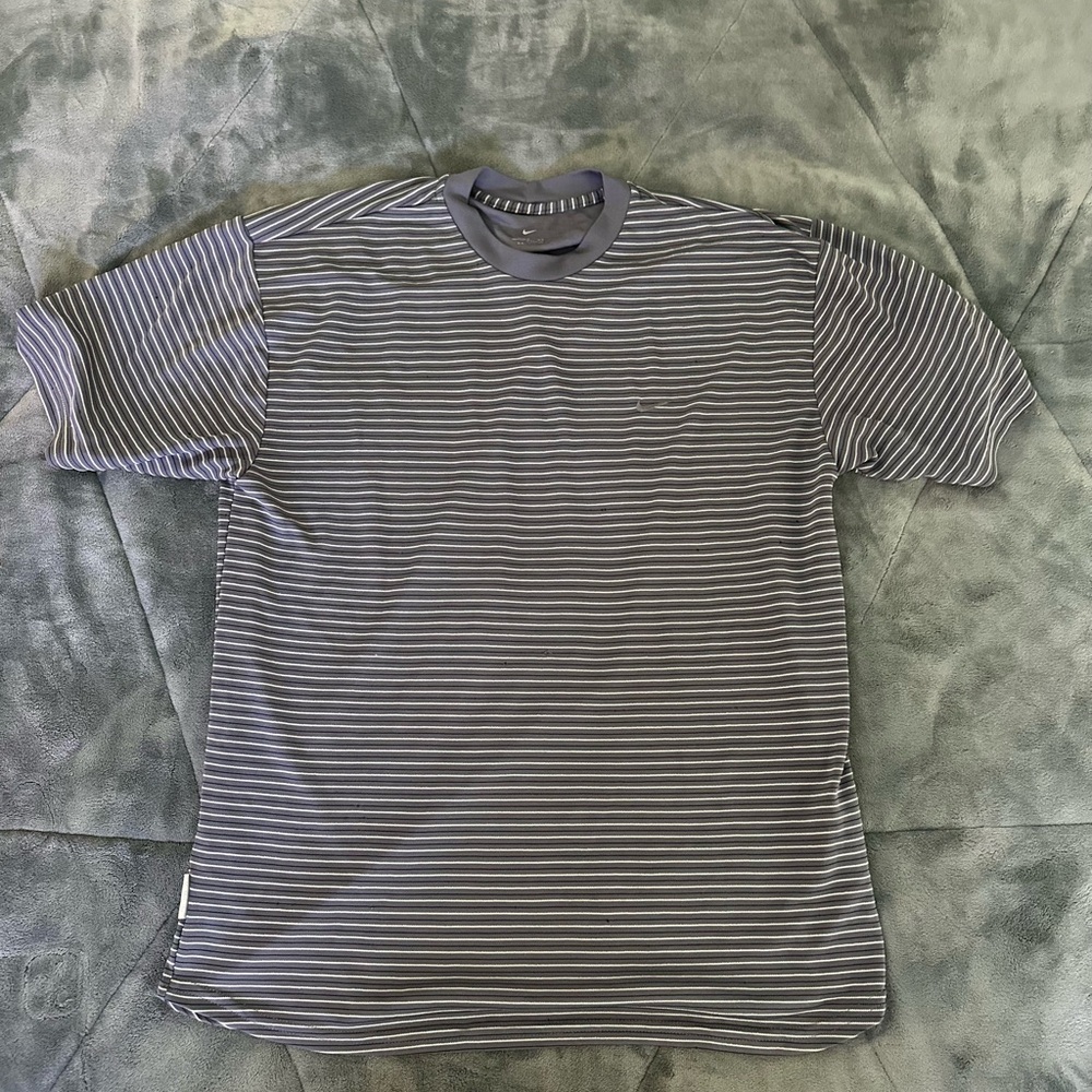Vintage Nike Dri-Fit Striped Gray Men's Shirt Size: Medium